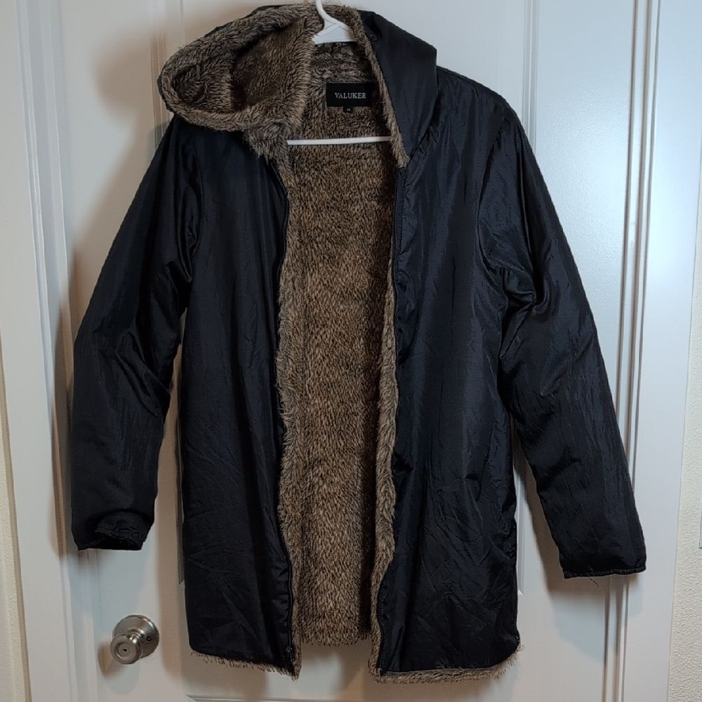 Valuker Down Jacket With Faux Fur Lining Men's M